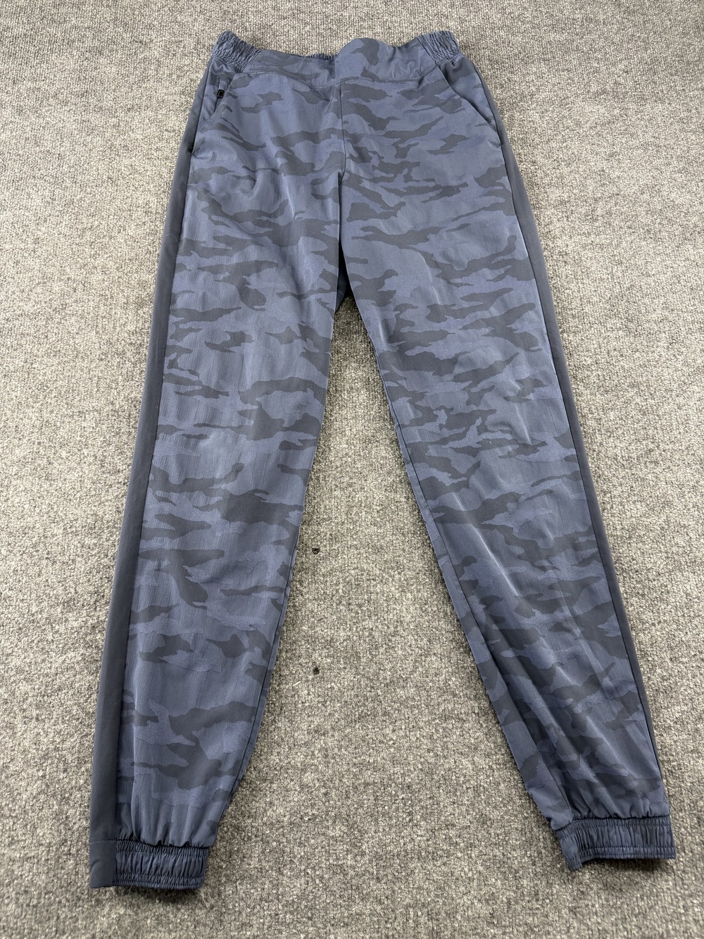 Athleta Brooklyn Textured Jogger Pants Womens 10 Tall Blue Camo Zip Pockets
